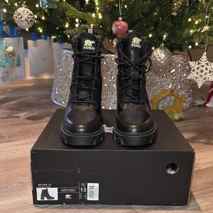 Sorel Brex Heel Black Waterproof Lace Boots